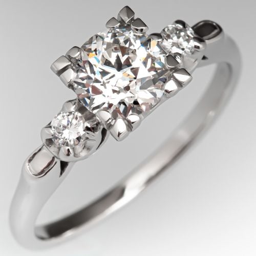 1 Carat Transitional Cut Diamond 1940's Engagement Ring 1.02ct G/SI2 GIA
