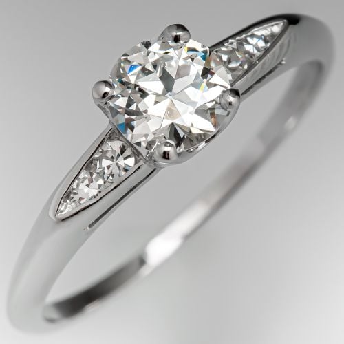 Transitional Cut Diamond Vintage Engagement Ring .63ct H/VVS2 GIA