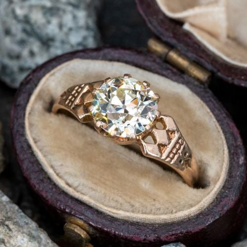 Victorian Diamond Engagement Ring Old Euro 1.27ct Q-R/I1 GIA
