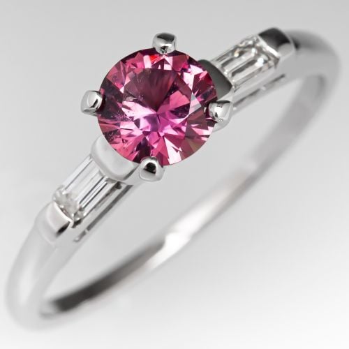 No Heat Vivid Pink Sapphire Engagement Ring .72ct