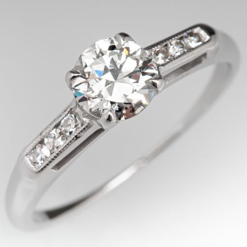 Transitional Cut Diamond Vintage Engagement Ring .55ct I/SI2