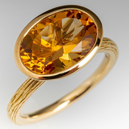 Michelle Albala Citrine Gemstone Cocktail Ring 18k Gold