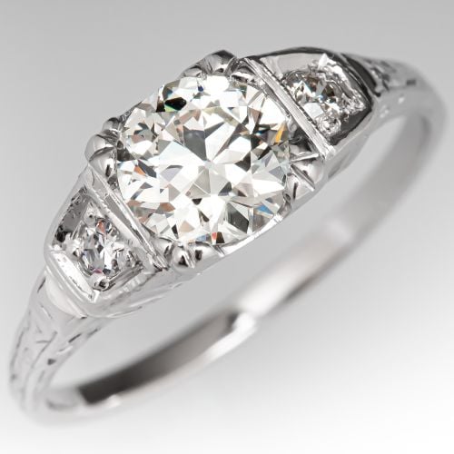 Transitional Cut Diamond Vintage Engagement Ring .94ct L/VVS2 GIA