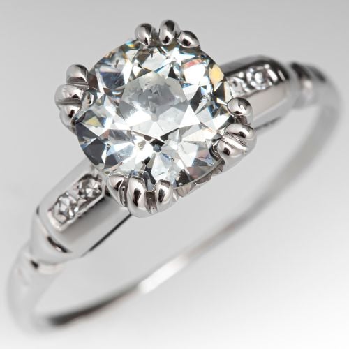1940's Vintage 1 Carat Old European Cut Diamond Engagement Ring 1.16ct J/SI2