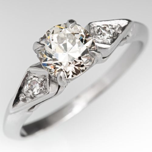 Vintage Transitional Cut Diamond Engagement Ring .91ct L/SI2 GIA