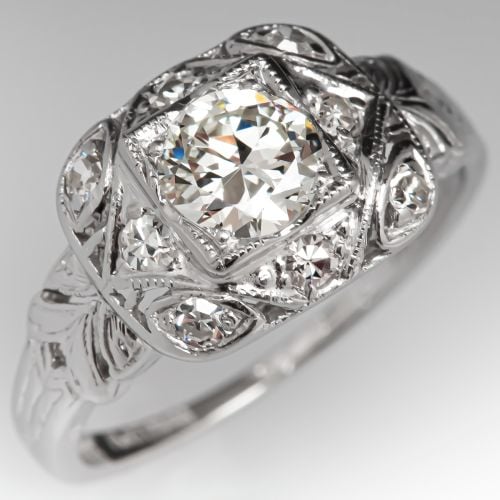 1/2 Carat Transitional Cut Diamond Engagement Ring .50ct J/VVS2 GIA
