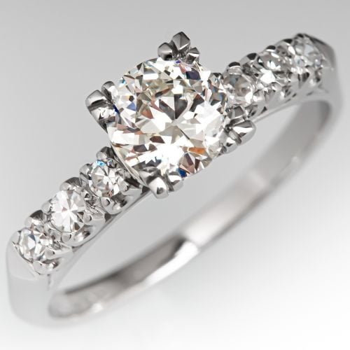 Transitional Cut Diamond Vintage Engagement Ring .76ct J/VS2 GIA