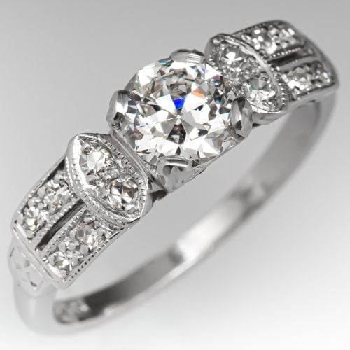 Transitional Cut Diamond 1930's Engagement Ring .71ct F/VS1 GIA
