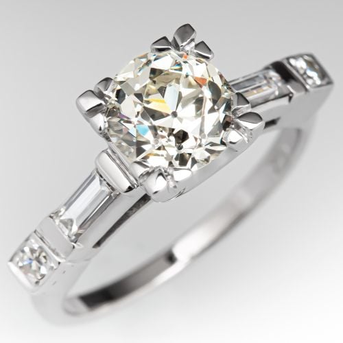 Vintage Old Euro Diamond Engagement Ring 1.37ct O-P/VS2 GIA