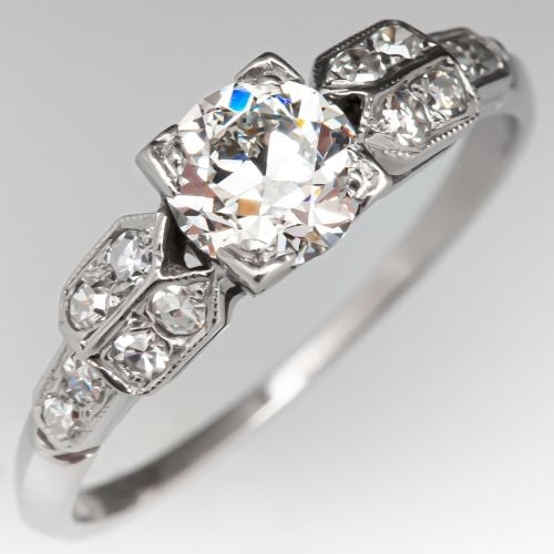 1/2 Carat Art Deco Transitional Cut Diamond Engagement Ring 0.54ct F/SI1 GIA