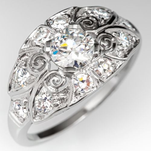 Vintage Transitional Cut Diamond Engagement Ring 0.45ct G/VS2 GIA