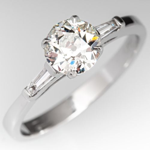 Vintage Old Euro Cut Diamond Engagement Ring 0.88ct J/SI2 GIA