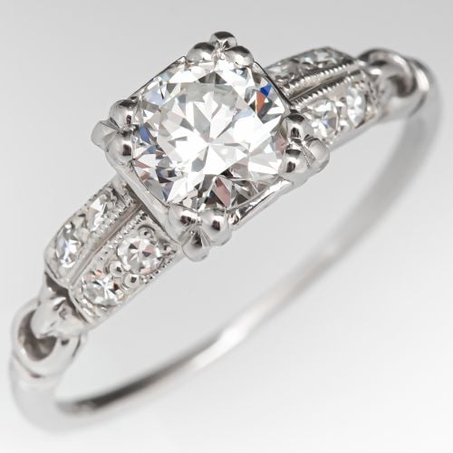 Art Deco Transitional Cut Diamond Engagement Ring 0.52ct F/VS2 GIA