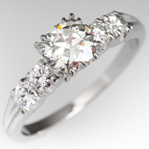 Vintage Transitional Cut Diamond Engagement Ring 0.64ct H/SI1 GIA
