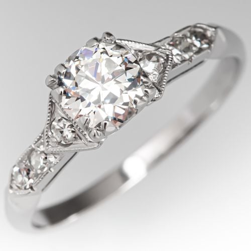 Art Deco Old Euro Cut Diamond Engagement Ring 0.58ct G/VVS2 GIA