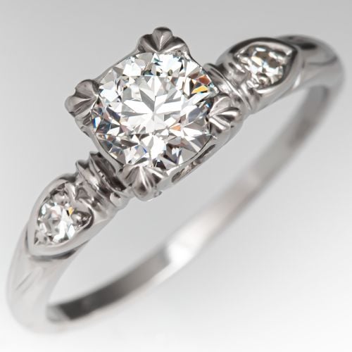 Vintage Transitional Cut Diamond Engagement Ring 0.51ct G / VS1 GIA