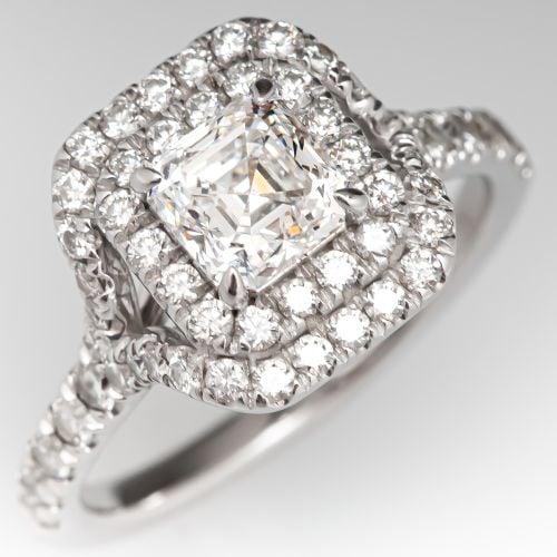1 Carat Square Emerald Cut Diamond Engagement Ring 1.05ct H/VS1 GIA