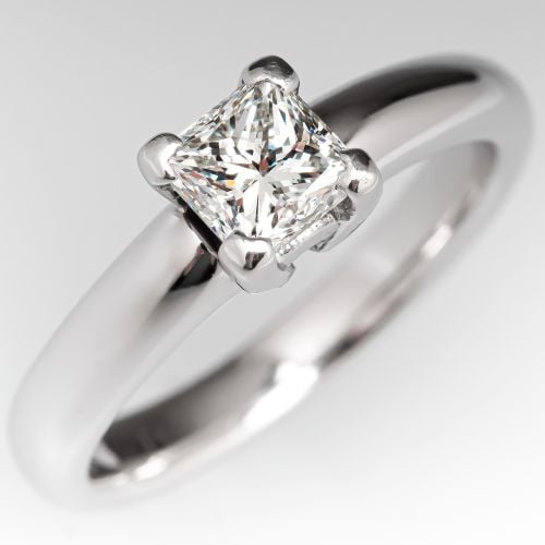 Princess Cut Diamond Solitaire Engagement Ring .63ct H/SI1