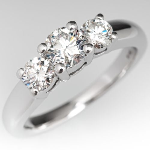 Round Brilliant Cut Diamond Three-Stone Engagement Ring Center .50ct F/I1