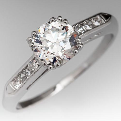 Vintage Transitional Cut Diamond Engagement Ring .82ct H/VVS2 GIA