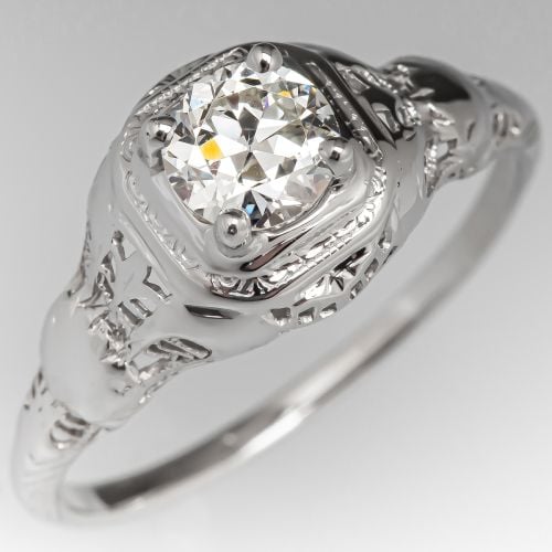 Vintage Transitional Cut Diamond Engagement Ring 0.52ct I/VS2 GIA