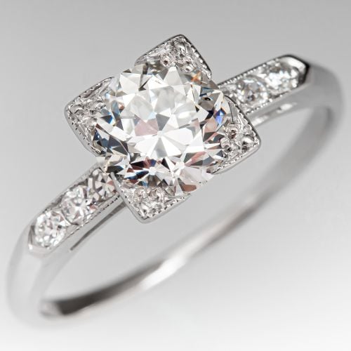Art Deco Transitional Cut Diamond Engagment Ring 0.94ct G/SI1 GIA