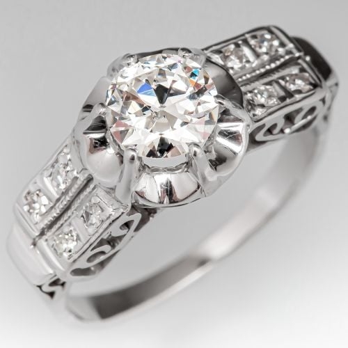 Vintage Transitional Cut Diamond Engagement Ring .62ct H/I1