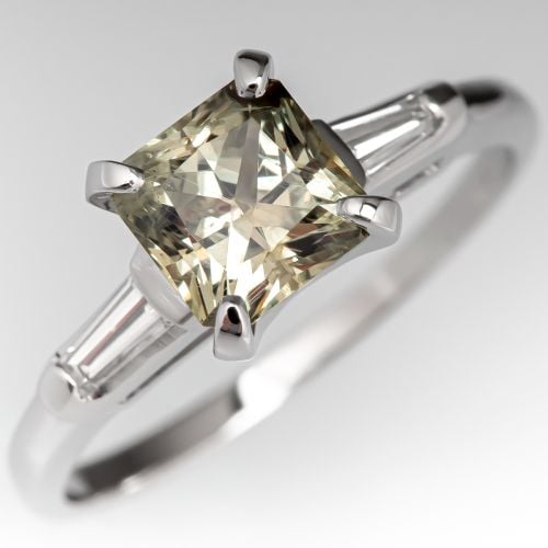 1.7 Carat Square Cut Montana Sapphire Engagement Ring