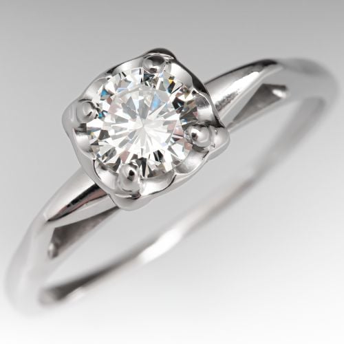 Vintage Round Brilliant Cut Diamond Engagement Ring 0.45ct F/SI1