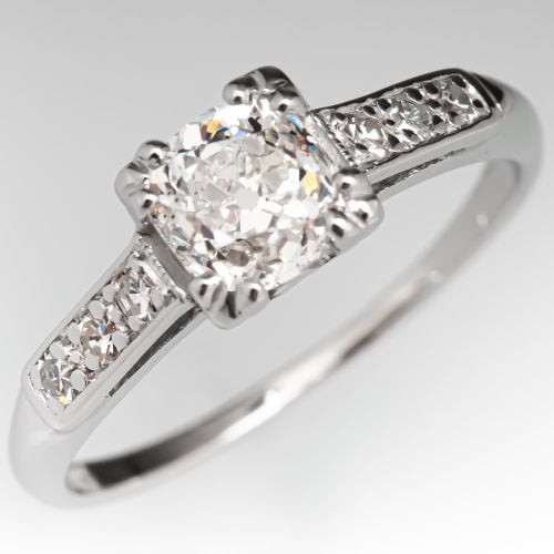 Art Deco Old Mine Cut Diamond Engagement Ring .79ct I/SI2 GIA
