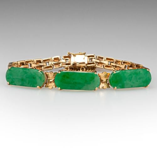 14K Yellow Gold Vintage Jade Bracelet