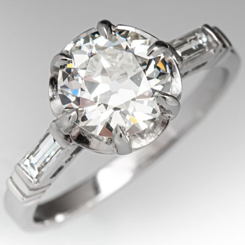 Antique 1930's Old Euro Diamond Engagement Ring 1.12ct J/SI2 GIA