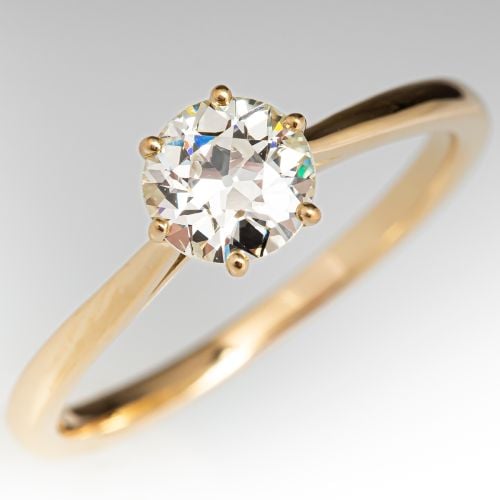 Old European Cut Diamond Solitaire Engagement Ring .74ct N/SI1