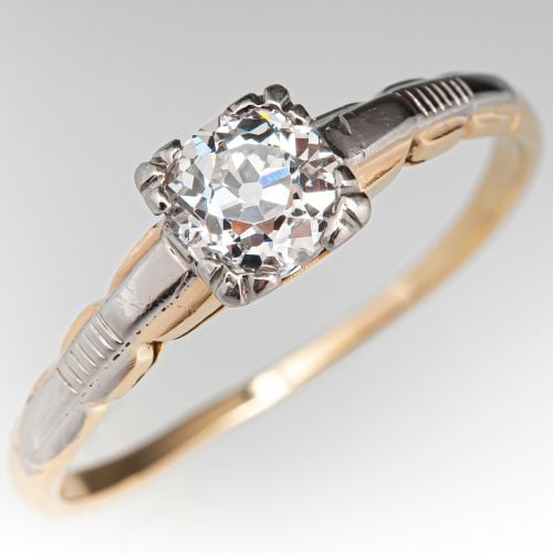 1940s Vintage Engagement Ring Old Mine Cut Diamond .54ct E/SI1