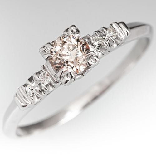 1930's Champagne Old Euro Diamond Engagement Ring .43ct SI2
