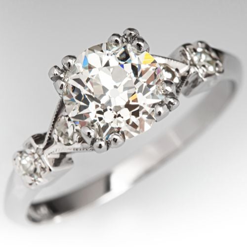 Classic Vintage Old European Cut Diamond Engagement Ring Platinum 1.24ct L/VS2 GIA