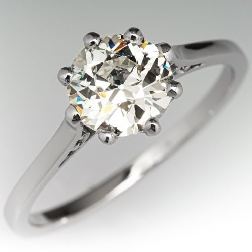 1920s Antique Diamond Solitaire Engagement Ring Platinum 1.44ct OP/VS2 GIA