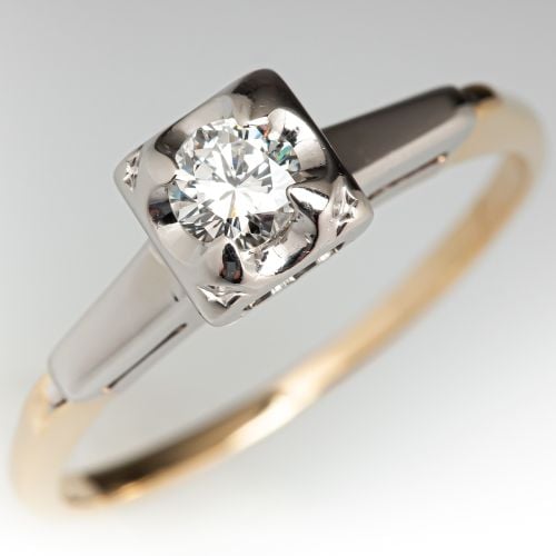 Vintage Solitaire Round Diamond Engagement Ring .22ct G/SI1