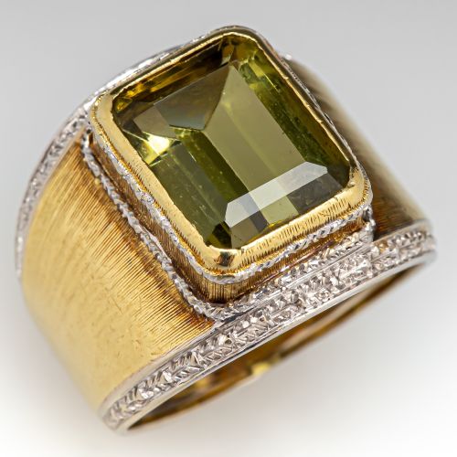 Buccellati Yellowish Green Tourmaline Ring 18K Gold