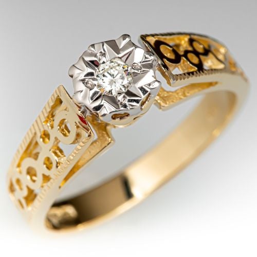 Vintage Yellow Gold Diamond Engagement Ring