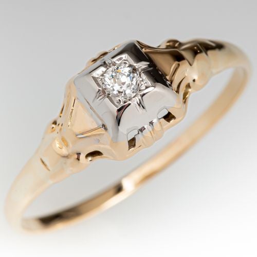 Vintage 1940s Old Mine Cut Diamond Engagement Ring