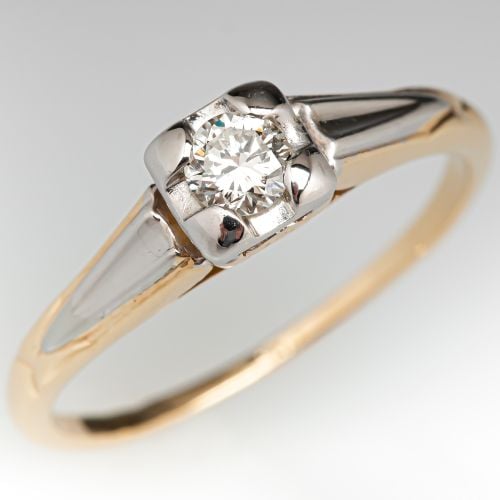 Vintage 1950s Diamond Engagement Ring 14K & 18K Gold