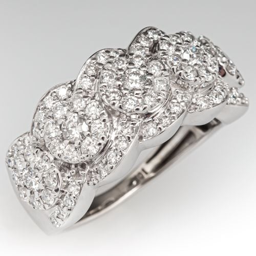 Five Stone Style Diamond Cluster Ring White Gold