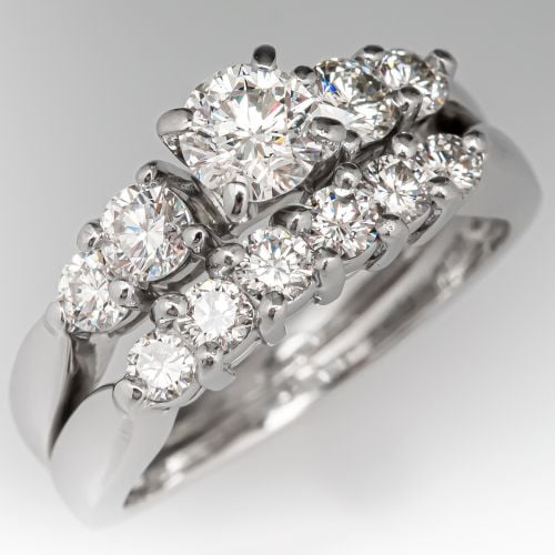 Diamond Engagement Ring Fused Wedding Set Platinum .47ct G/I1