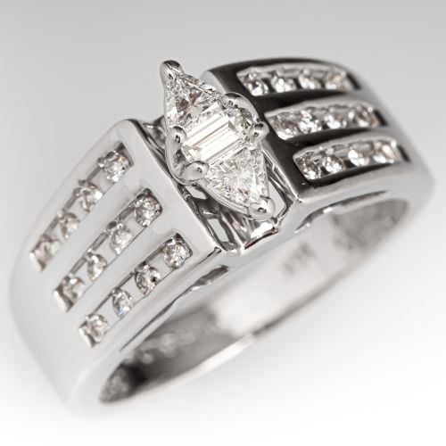 Lovely Vintage Diamond Engagement Ring 14K White Gold