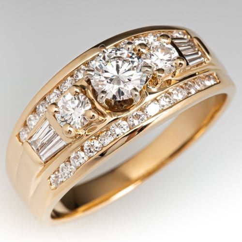 Diamond Engagement Ring Wedding Set 14K Yellow Gold .43ct G/VS2