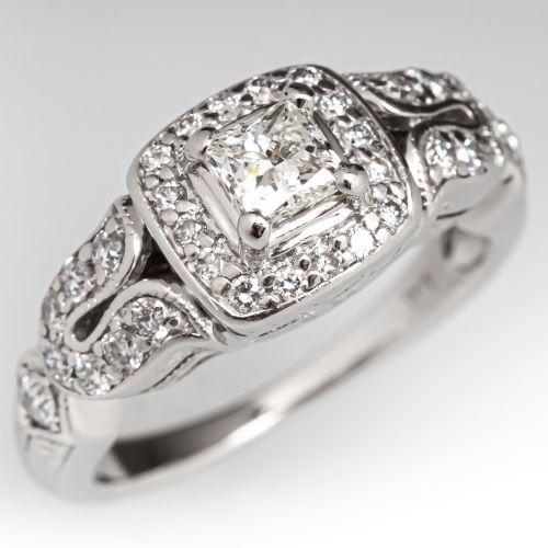 Princess Cut Diamond Engagement Ring 14K .45ct G/SI2