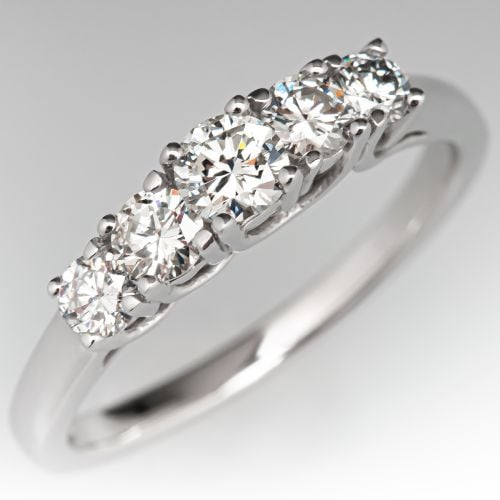Graduated Five Stone Diamond Ring 14K White Gold