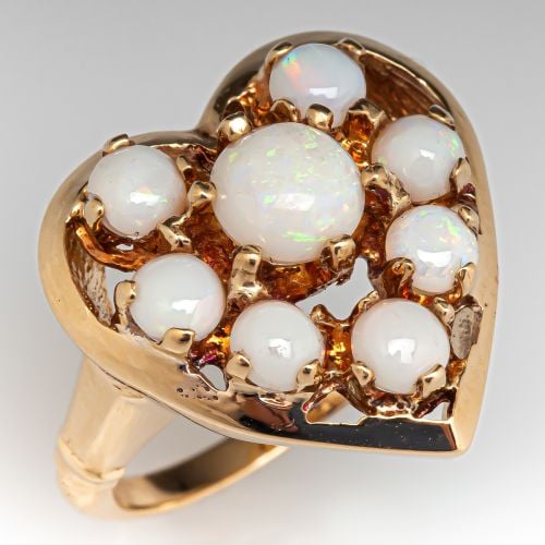 Opal Heart Ring 14K Yellow Gold