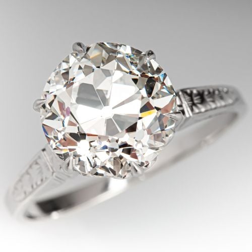 1930's Antique Engagement Ring Old Euro Diamond 3.85ct J/VS1 GIA
